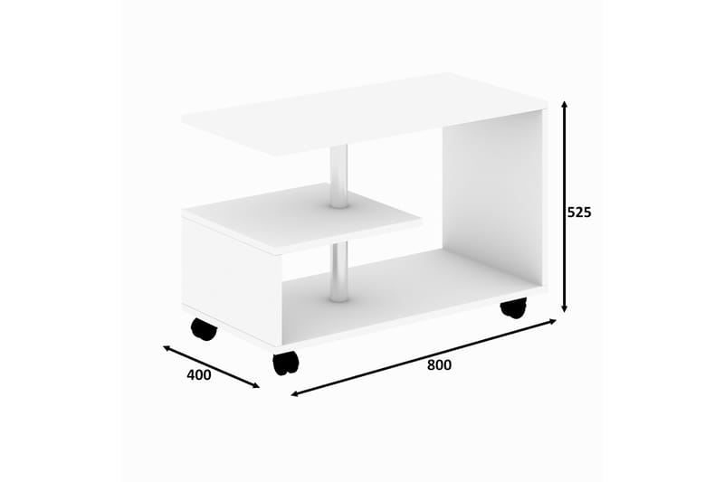 FREDDY Soffbord 80 cm med Förvaring Hylla på Hjul Vit - Vit - Möbler - Vardagsrum - Soffbord & vardagsrumsbord - Soffbord