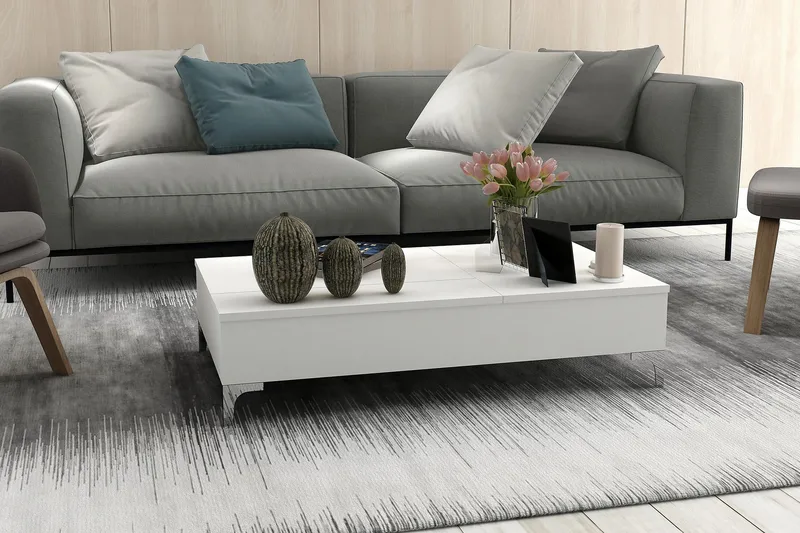 Furny Home Soffbord 121 cm Höj- och Sänkbar med Förvaring - Vit - Möbler - Vardagsrum - Soffbord & vardagsrumsbord - Soffbord
