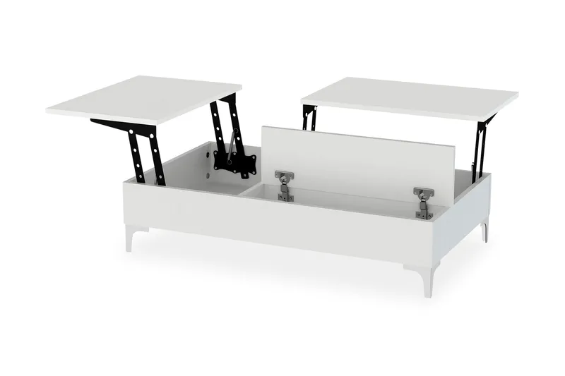 Furny Home Soffbord 121 cm Höj- och Sänkbar med Förvaring - Vit - Möbler - Vardagsrum - Soffbord & vardagsrumsbord - Soffbord