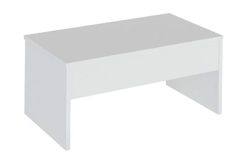 Furny Home Soffbord 90 cm Höj- och Sänkbar med Förvaring, Vit