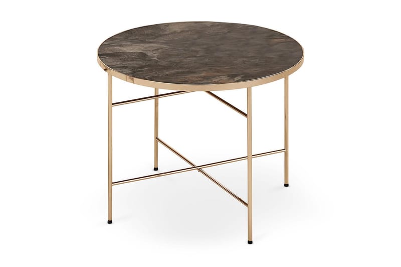 GALATRO Soffbord 60 cm Runt Marmormönster Mörk Champagne - Möbler - Vardagsrum - Soffbord & vardagsrumsbord - Soffbord