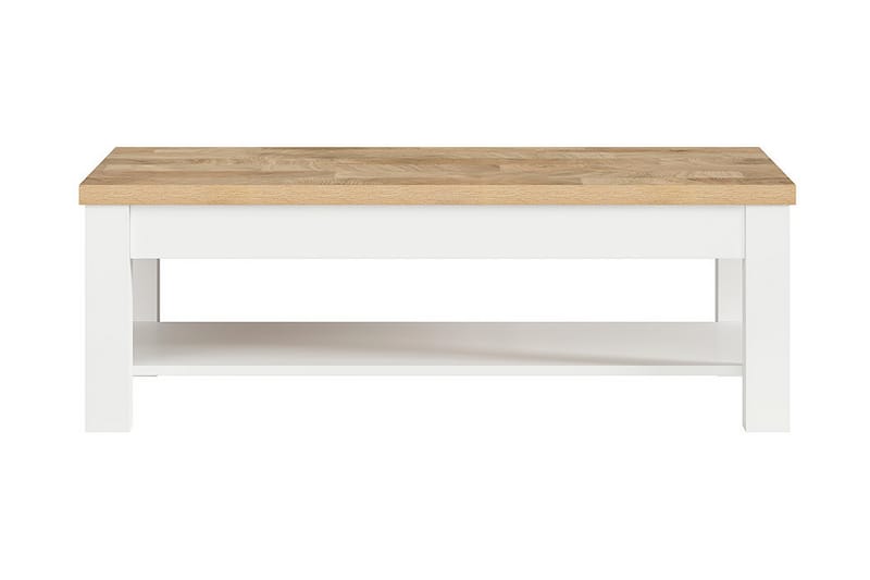GEMONA Soffbord 130 cm med Förvaring Hylla Vit/Natur - Soffbord - Bord