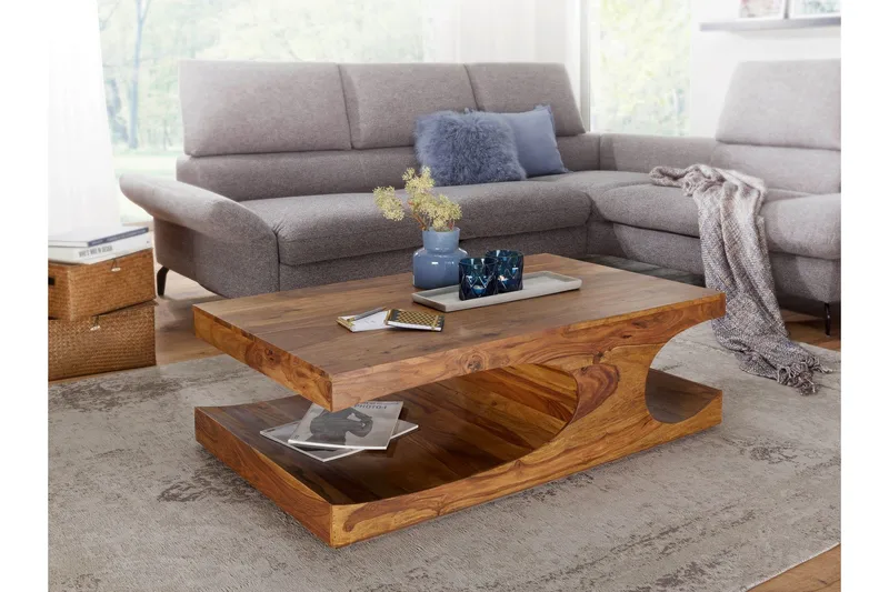 Gjerrild Soffbord 118 cm med Förvaring Hyllor - Massivt Trä - Möbler - Vardagsrum - Soffbord & vardagsrumsbord - Soffbord