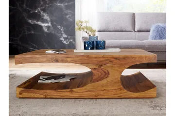 Gjerrild Soffbord 118 cm med Förvaring Hyllor - Massivt Trä - Möbler - Vardagsrum - Soffbord & vardagsrumsbord - Soffbord