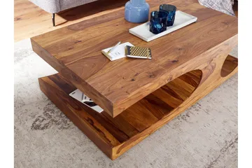 Gjerrild Soffbord 118 cm med Förvaring Hyllor - Massivt Trä - Möbler - Vardagsrum - Soffbord & vardagsrumsbord - Soffbord