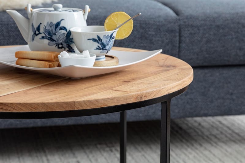 Gorizia Soffbord 60 cm Runt - Akacia/Svart - Möbler - Vardagsrum - Soffbord & vardagsrumsbord - Soffbord