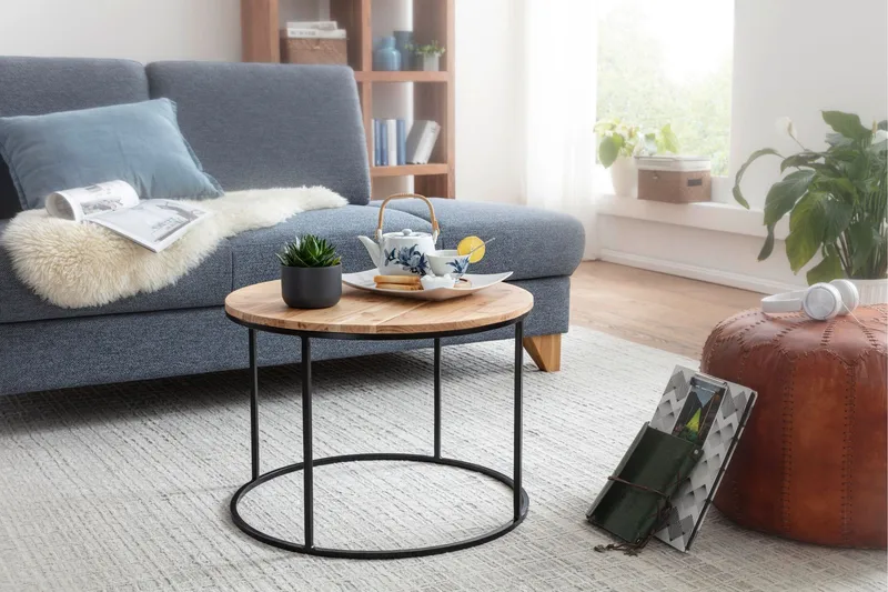 Gorizia Soffbord 60 cm Runt - Akacia/Svart - Möbler - Vardagsrum - Soffbord & vardagsrumsbord - Soffbord