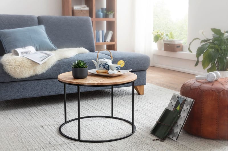 Gorizia Soffbord 60 cm Runt - Akacia/Svart - Möbler - Vardagsrum - Soffbord & vardagsrumsbord - Soffbord