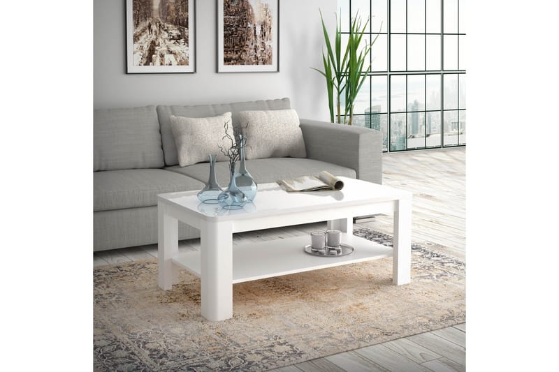 Gowhole Soffbord 110 cm med Förvaring Hylla - Vit - Möbler - Vardagsrum - Soffbord & vardagsrumsbord - Soffbord