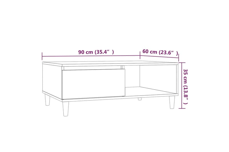 Soffbord grå sonoma 90x60x35 cm spånskiva - Grå - Soffbord - Bord
