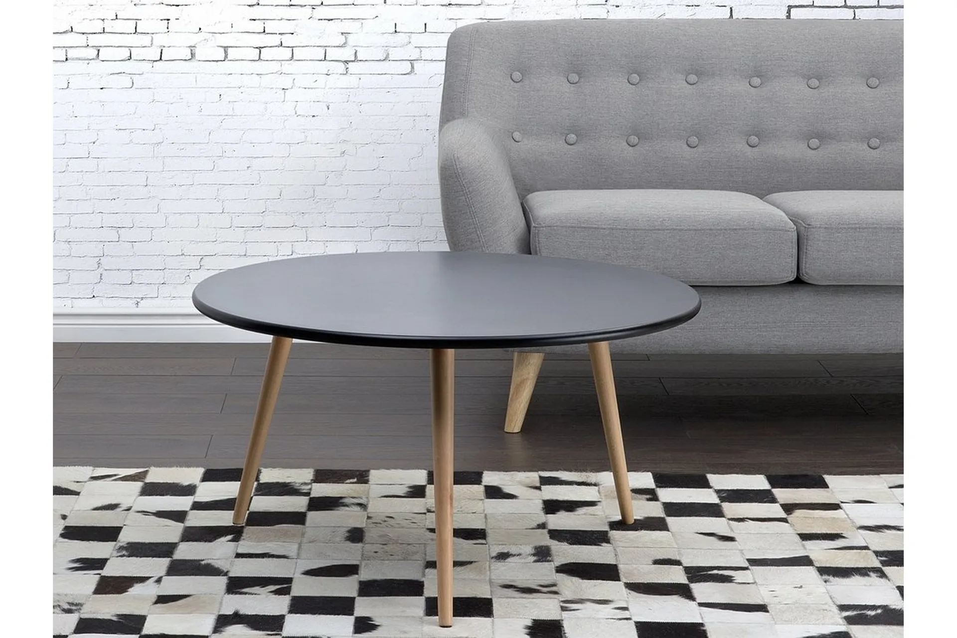 grown soffbord 80 cm runt svart/natur -