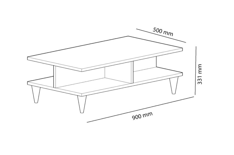 GUSEWELLE Soffbord 90 cm med Förvaring Hylla Ekfärg/Svart - Soffbord - Bord