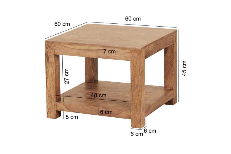 HAEBERLE Soffbord 60 cm med Förvaring Hylla Akacia - Möbler - Vardagsrum - Soffbord & vardagsrumsbord - Soffbord