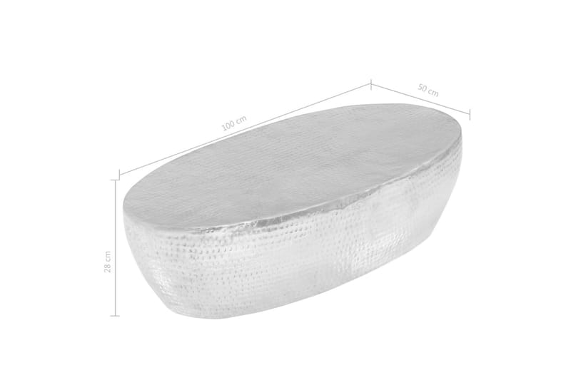 Soffbord hamrad aluminium 100x50x28 cm silver - Silver - Soffbord - Bord