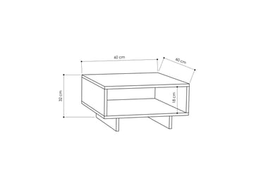 Hapeila Soffbord 60 cm med Förvaring Hylla - Vit/Mörkgrå - Möbler - Vardagsrum - Soffbord & vardagsrumsbord - Soffbord