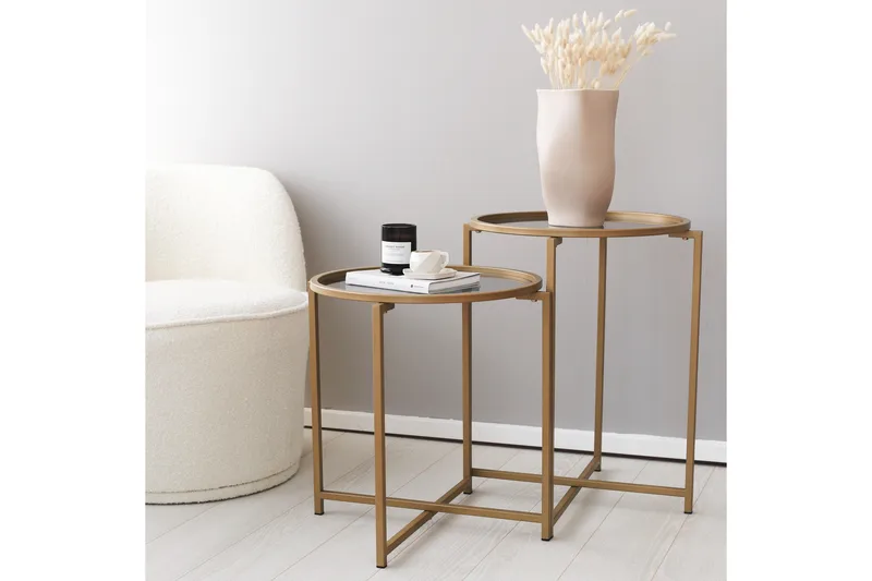Hardinwre Soffbord 50 cm Runt 2-pack - Guld - Möbler - Vardagsrum - Soffbord & vardagsrumsbord - Satsbord