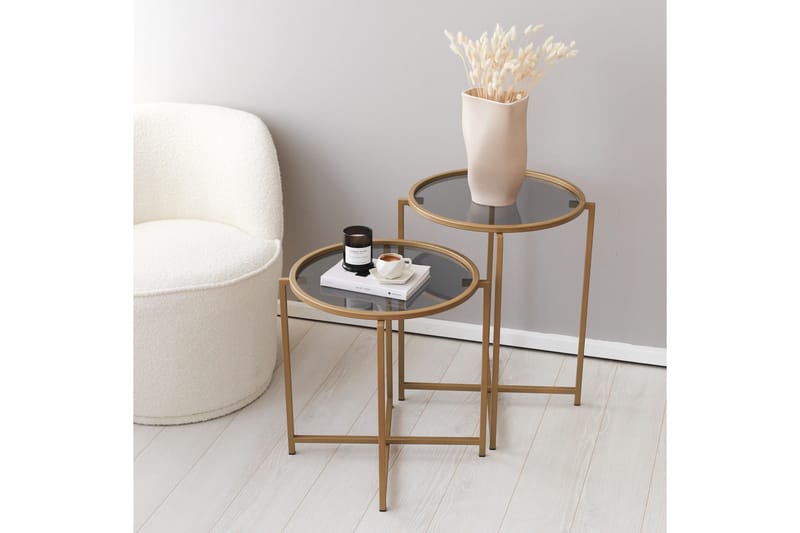 Hardinwre Soffbord 50 cm Runt 2-pack - Guld/Rökfärgat - Möbler - Vardagsrum - Soffbord & vardagsrumsbord - Satsbord