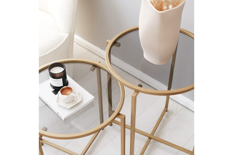 Hardinwre Soffbord 50 cm Runt 2-pack - Guld/Rökfärgat - Möbler - Vardagsrum - Soffbord & vardagsrumsbord - Satsbord