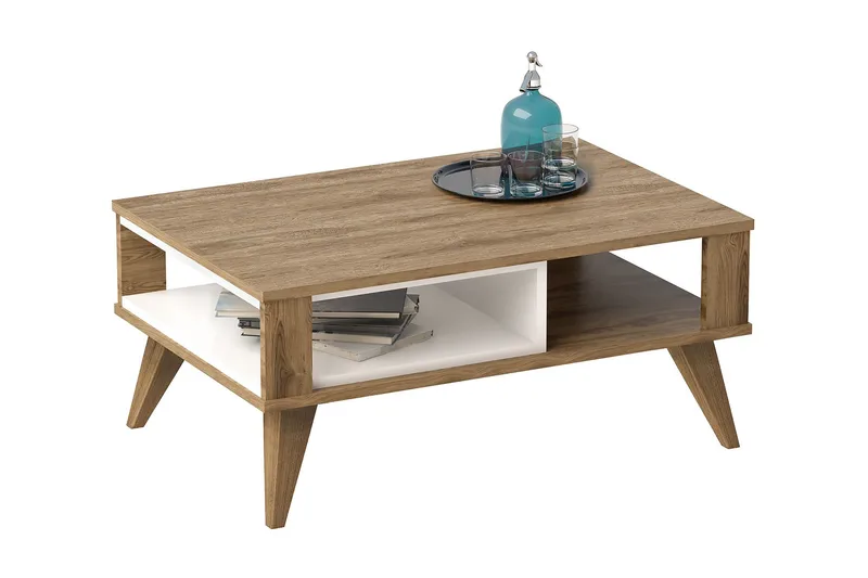 Hejde Soffbord 90 cm med Förvaring Hylla - Brun/Vit - Möbler - Vardagsrum - Soffbord & vardagsrumsbord - Soffbord