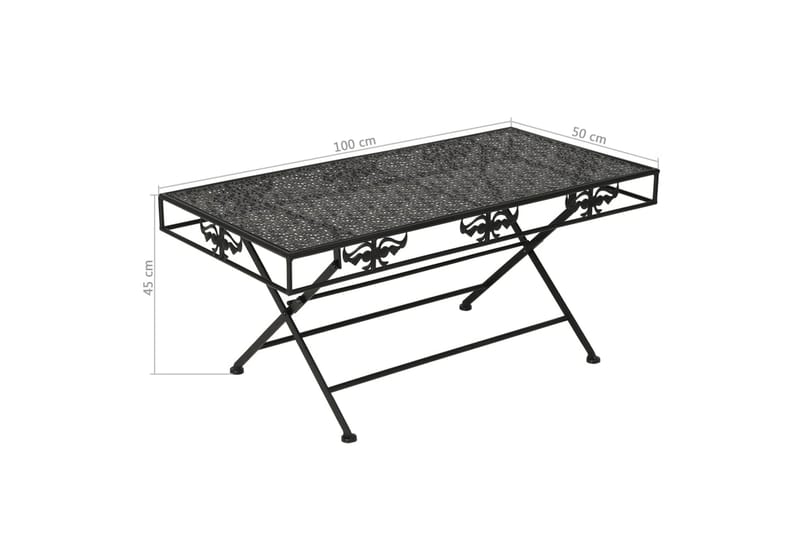 Hopfällbart soffbord vintage stil metall 100x50x45 cm svart - Svart - Möbler - Vardagsrum - Soffbord & vardagsrumsbord - Soffbord