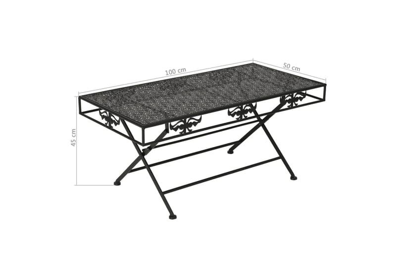 Hopfällbart soffbord vintage stil metall 100x50x45 cm svart - Svart - Soffbord - Bord
