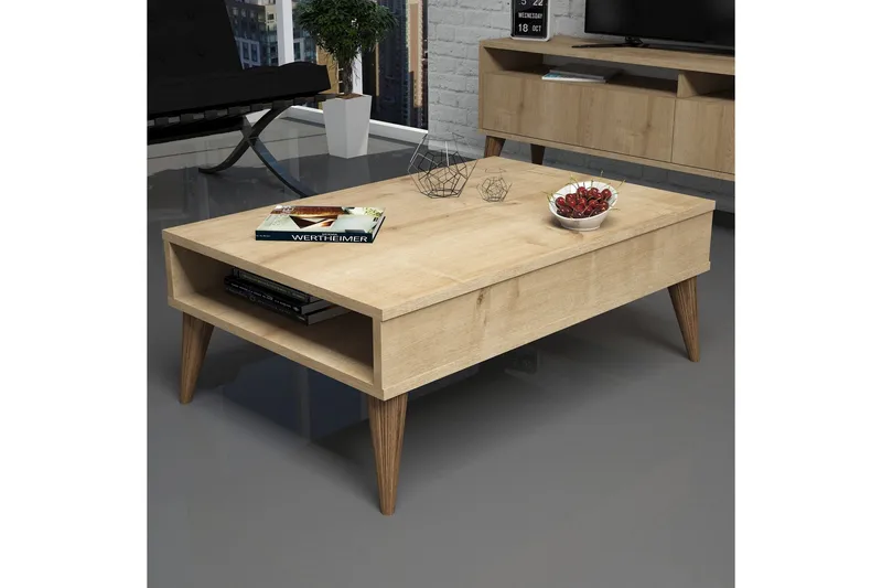 Hoptrup Soffbord 90 cm med Förvaring Hylla - Ekfärg - Möbler - Vardagsrum - Soffbord & vardagsrumsbord - Soffbord