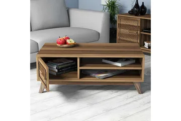 Hovdane Soffbord 105 cm m Förvaring 2 Hyllor+Skåp Diamantmön - Brun/Natur - Möbler - Vardagsrum - Soffbord & vardagsrumsbord - Soffbord