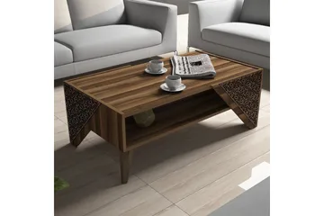 Hovdane Soffbord 105 cm med Förvaring Hylla Blommönster - Brun - Möbler - Vardagsrum - Soffbord & vardagsrumsbord - Soffbord