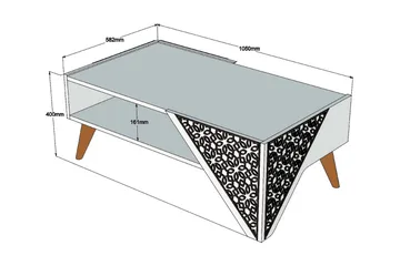 Hovdane Soffbord 105 cm med Förvaring Hylla Blommönster - Ljusbrun - Möbler - Vardagsrum - Soffbord & vardagsrumsbord - Soffbord
