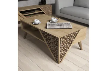 Hovdane Soffbord 105 cm med Förvaring Hylla Blommönster - Ljusbrun - Möbler - Vardagsrum - Soffbord & vardagsrumsbord - Soffbord