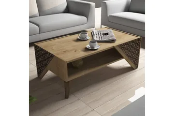 Hovdane Soffbord 105 cm med Förvaring Hylla Blommönster - Ljusbrun - Möbler - Vardagsrum - Soffbord & vardagsrumsbord - Soffbord