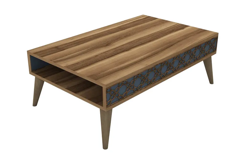 Hovdane Soffbord 105 cm med Förvaring Hylla Kedjemönster - Brun - Möbler - Vardagsrum - Soffbord & vardagsrumsbord - Soffbord