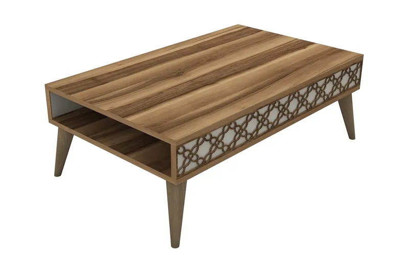 Hovdane Soffbord 105 cm med Förvaring Hylla Kedjemönster - Brun/Mönstrad - Möbler - Vardagsrum - Soffbord & vardagsrumsbord - Soffbord