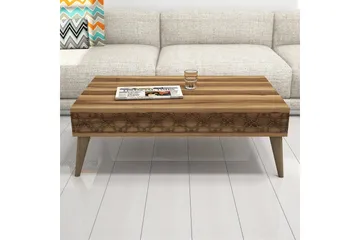 Hovdane Soffbord 105 cm med Förvaring Hylla Kedjemönster - Mörkbrun - Möbler - Vardagsrum - Soffbord & vardagsrumsbord - Soffbord