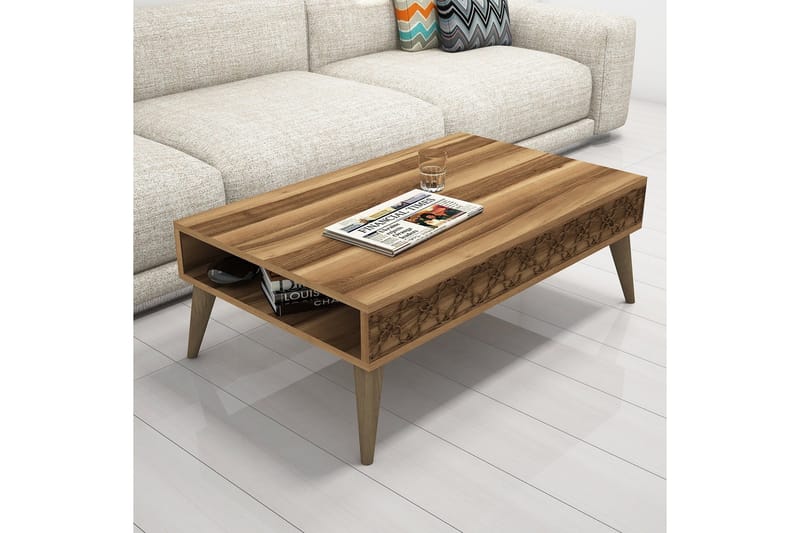 Hovdane Soffbord 105 cm med Förvaring Hylla Kedjemönster - Mörkbrun - Möbler - Vardagsrum - Soffbord & vardagsrumsbord - Soffbord