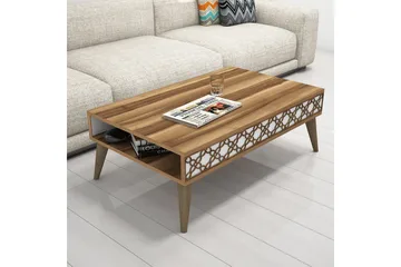 Hovdane Soffbord 105 cm med Förvaring Hylla Kedjemönster - Valnötsbrun/Vit - Möbler - Vardagsrum - Soffbord & vardagsrumsbord - Soffbord