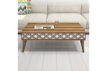 Hovdane Soffbord 105 cm med Förvaring Hylla Kedjemönster - Valnötsbrun/Vit - Möbler - Vardagsrum - Soffbord & vardagsrumsbord - Soffbord