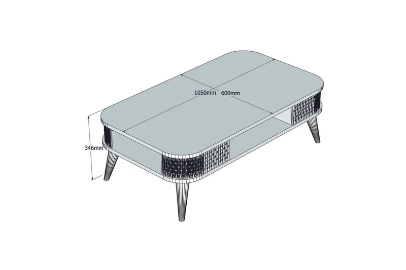 Hovdane Soffbord 105 cm med Förvaring Hylla Runda Hörn - Ljusbrun - Möbler - Vardagsrum - Soffbord & vardagsrumsbord - Soffbord