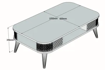 Hovdane Soffbord 105 cm med Förvaring Hylla Runda Hörn - Vit/Brun/Ek - Möbler - Vardagsrum - Soffbord & vardagsrumsbord - Soffbord