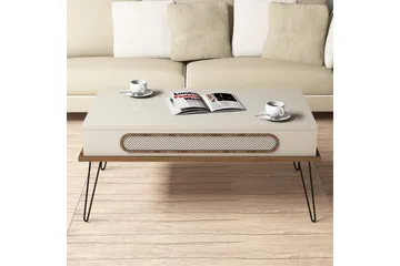 Hovdane Soffbord 105 cm med Förvaring Hylla Triangelmönster - Brun/Vit - Möbler - Vardagsrum - Soffbord & vardagsrumsbord - Soffbord