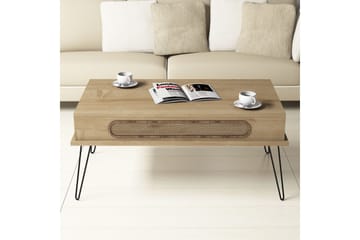 Hovdane Soffbord 105 cm med Förvaring Hylla Triangelmönster - Ljusbrun - Möbler - Vardagsrum - Soffbord & vardagsrumsbord - Soffbord