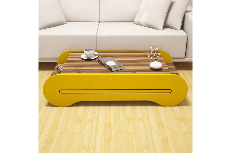 Hovdane Soffbord 120 cm med Förvaring Hylla - Brun/Gul - Möbler - Vardagsrum - Soffbord & vardagsrumsbord - Soffbord