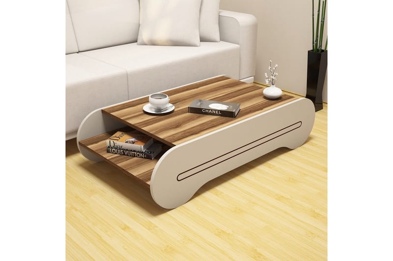 Hovdane Soffbord 120 cm med Förvaring Hylla - Brun/Krämvit - Möbler - Vardagsrum - Soffbord & vardagsrumsbord - Soffbord