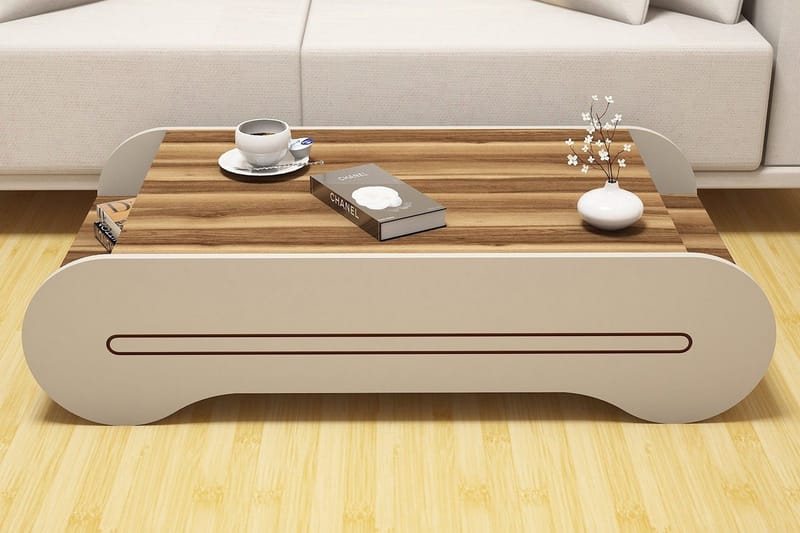 Hovdane Soffbord 120 cm med Förvaring Hylla - Brun/Krämvit - Möbler - Vardagsrum - Soffbord & vardagsrumsbord - Soffbord