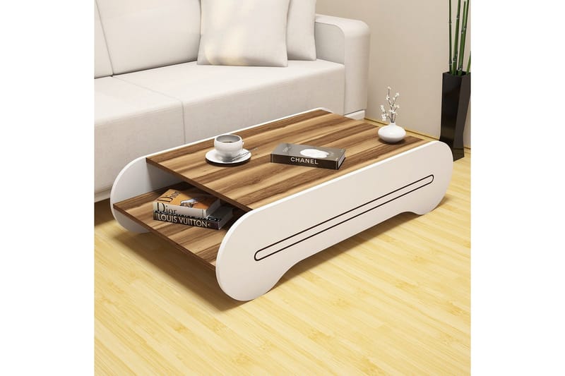 Hovdane Soffbord 120 cm med Förvaring Hylla - Brun/Vit - Möbler - Vardagsrum - Soffbord & vardagsrumsbord - Soffbord