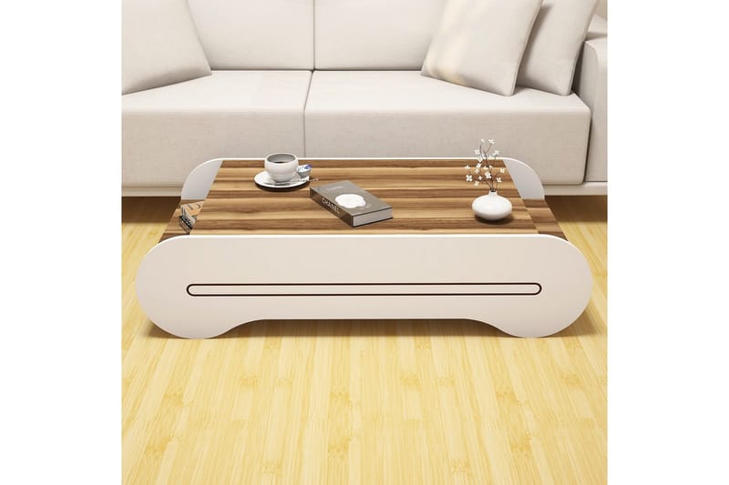 Hovdane Soffbord 120 cm med Förvaring Hylla - Brun/Vit - Möbler - Vardagsrum - Soffbord & vardagsrumsbord - Soffbord