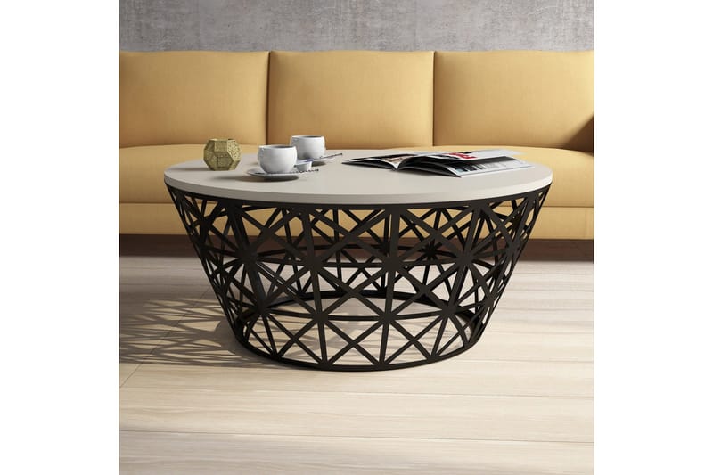 Hovdane Soffbord 90 cm Runt Avsmalnande - Krämvit/Svart - Möbler - Vardagsrum - Soffbord & vardagsrumsbord - Soffbord
