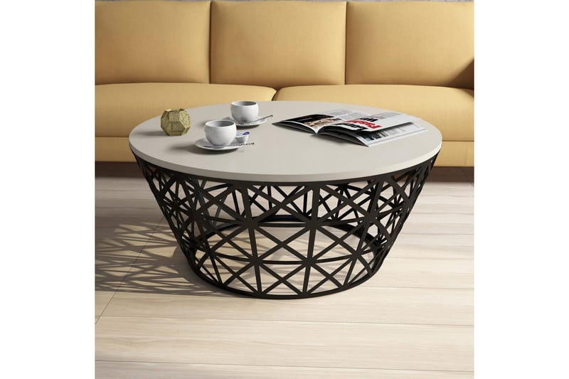 Hovdane Soffbord 90 cm Runt Avsmalnande - Krämvit/Svart - Möbler - Vardagsrum - Soffbord & vardagsrumsbord - Soffbord