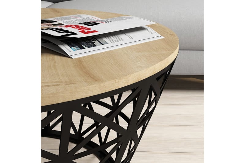 Hovdane Soffbord 90 cm Runt Avsmalnande - Ljusbrun/Svart - Möbler - Vardagsrum - Soffbord & vardagsrumsbord - Soffbord