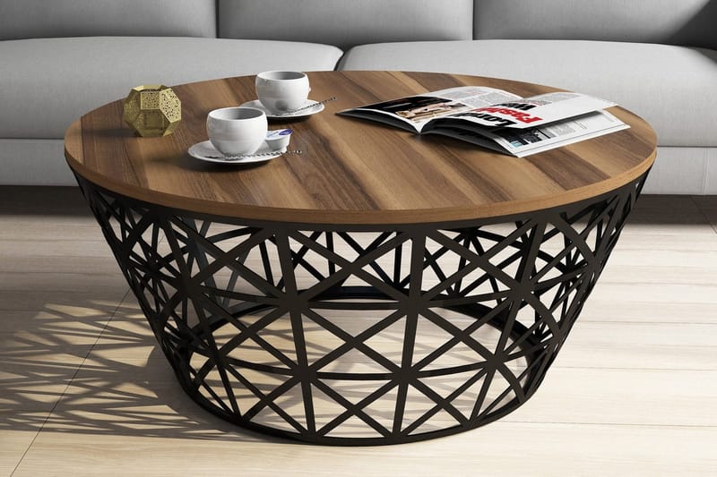 Hovdane Soffbord 90 cm Runt Avsmalnande - Valnötsbrun/Svart - Möbler - Vardagsrum - Soffbord & vardagsrumsbord - Soffbord